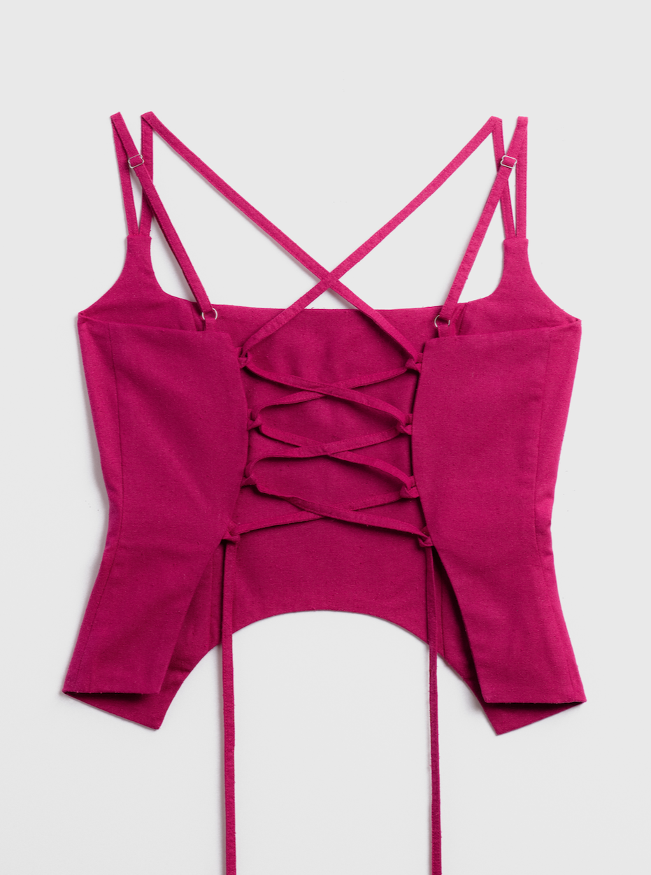 THE U TOP - MAGENTA SILK