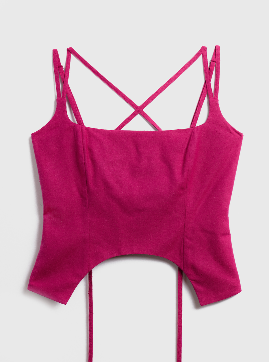 THE U TOP - MAGENTA SILK