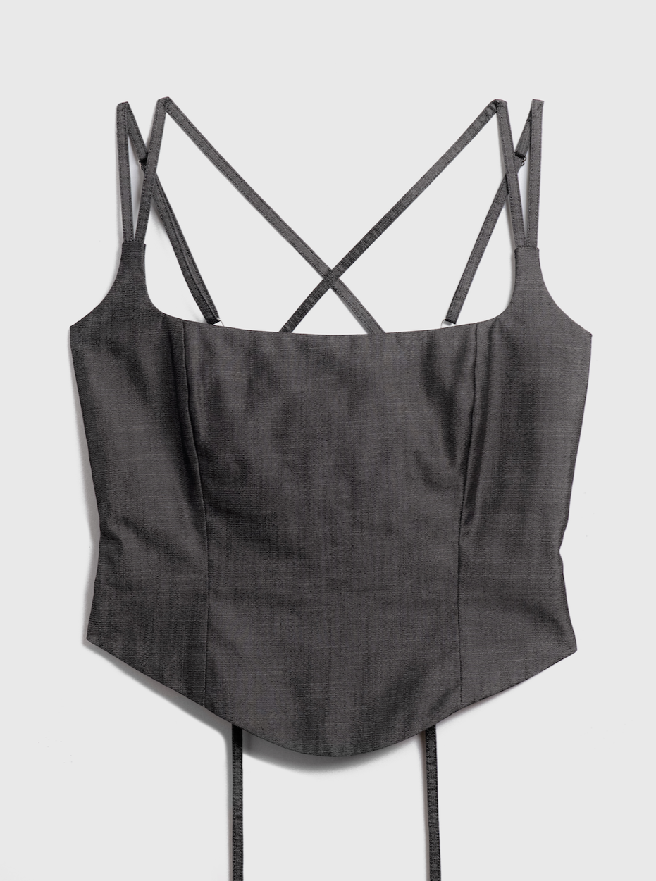 THE WITHOUT U TOP - BLACK DENIM