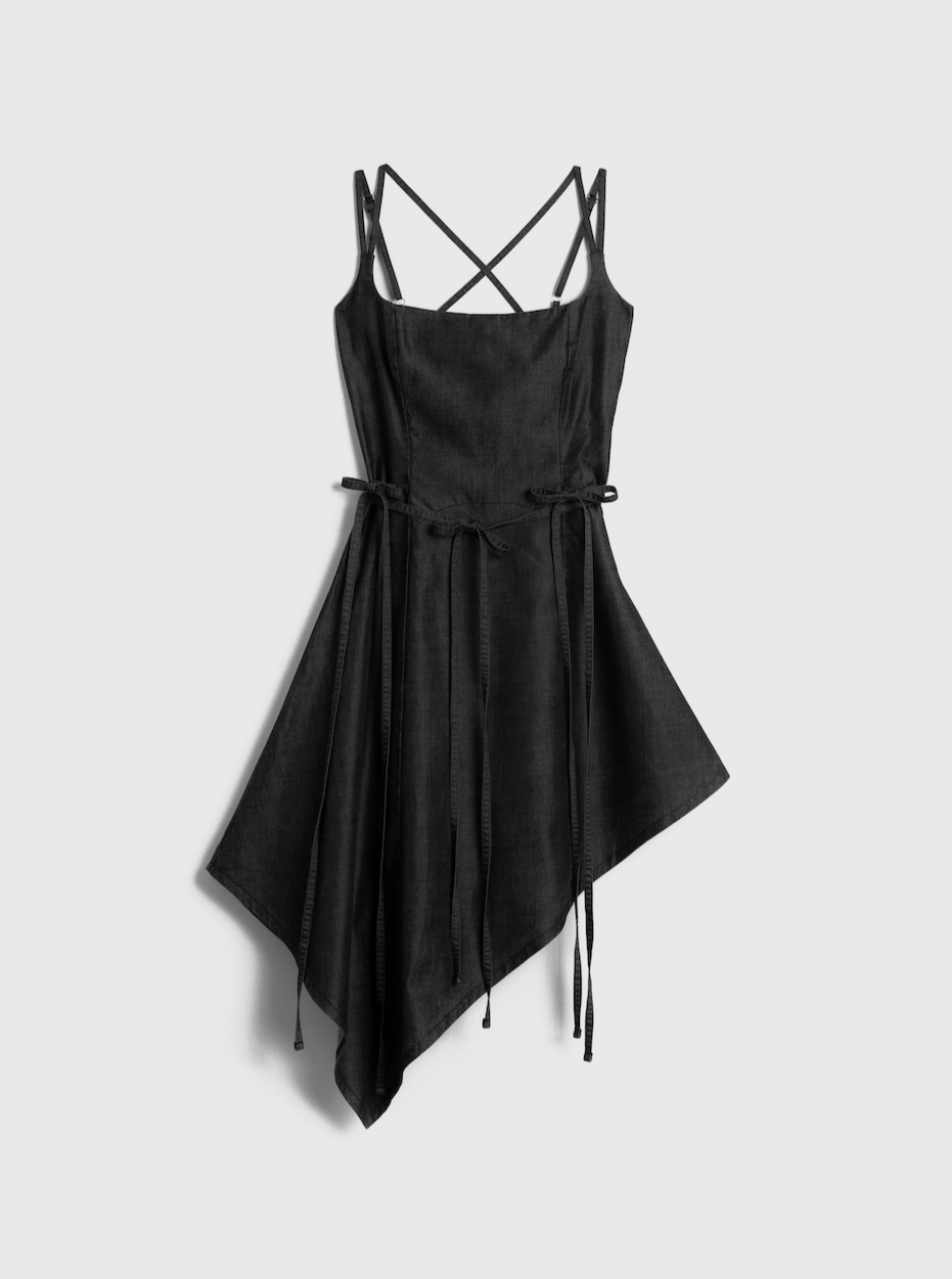 THE SHORT U DRESS - BLACK DENIM