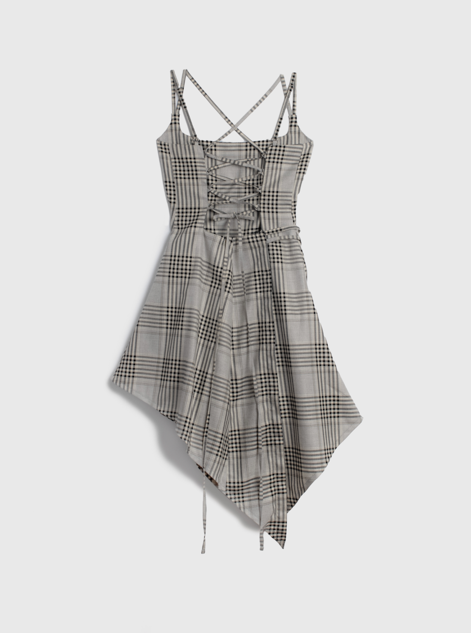 THE SHORT U DRESS - GREY PLAID