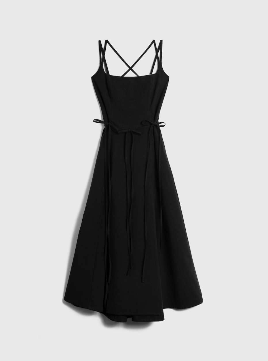THE LONG U DRESS - BLACK
