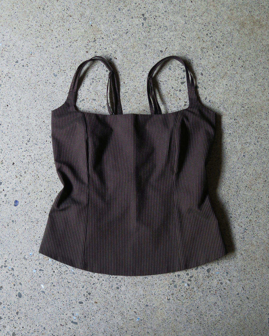 WITHOUT U TOP -ESPRESSO PINSTRIPE