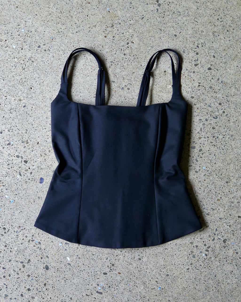 WITHOUT U TOP -NAVY STRETCH COTTON