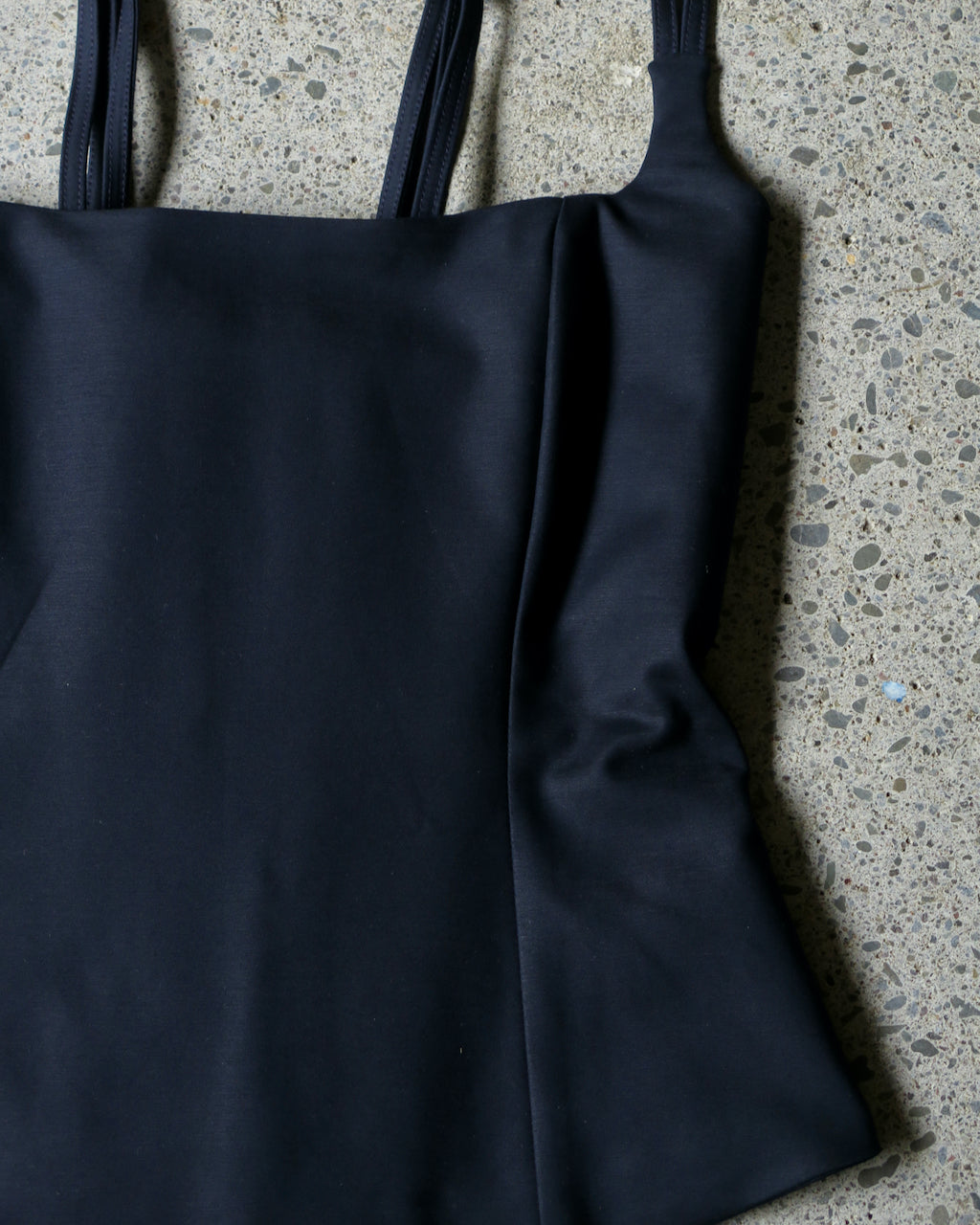 WITHOUT U TOP -NAVY STRETCH COTTON