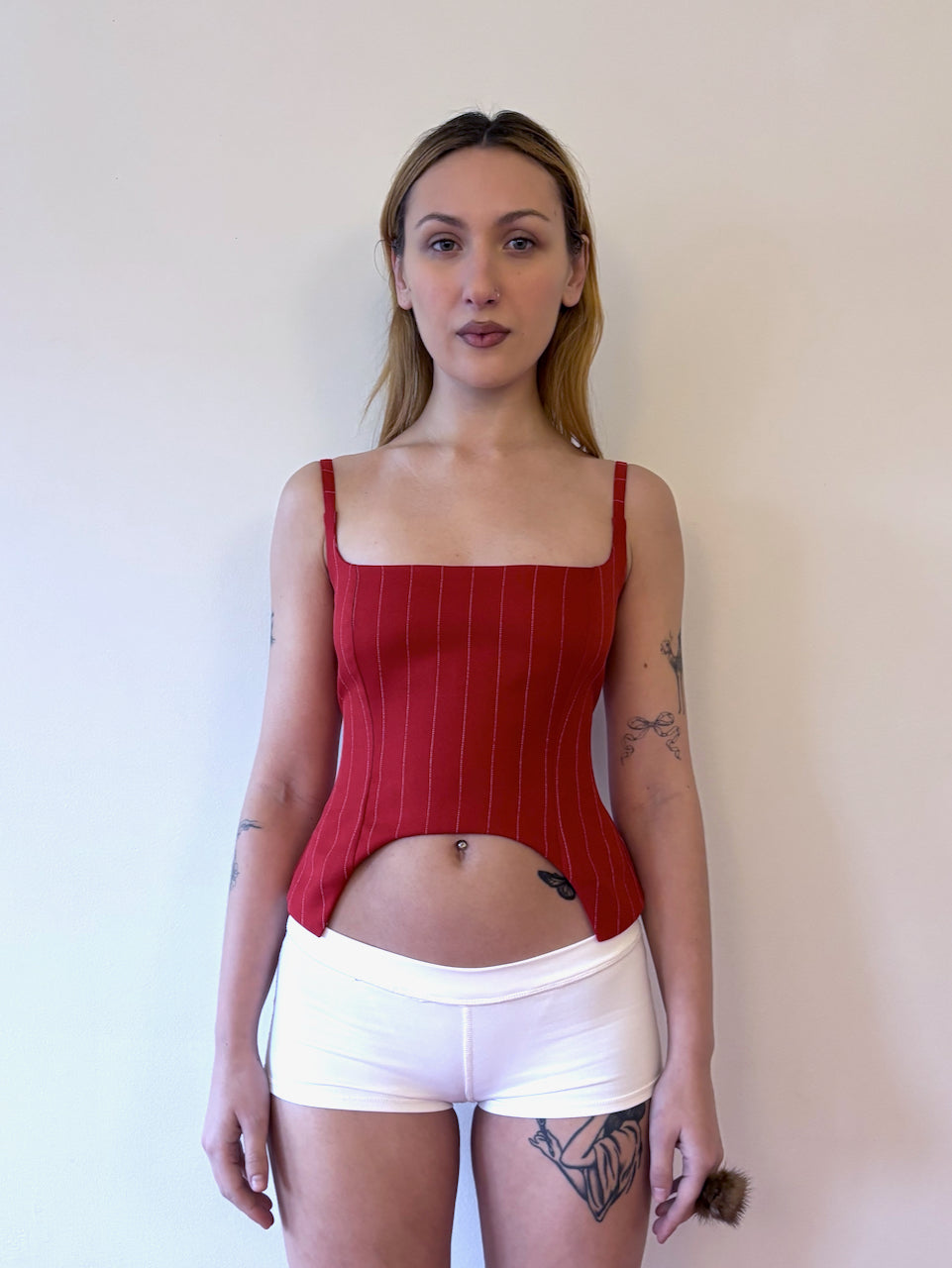 THE U TOP - RED PINSTRIPE