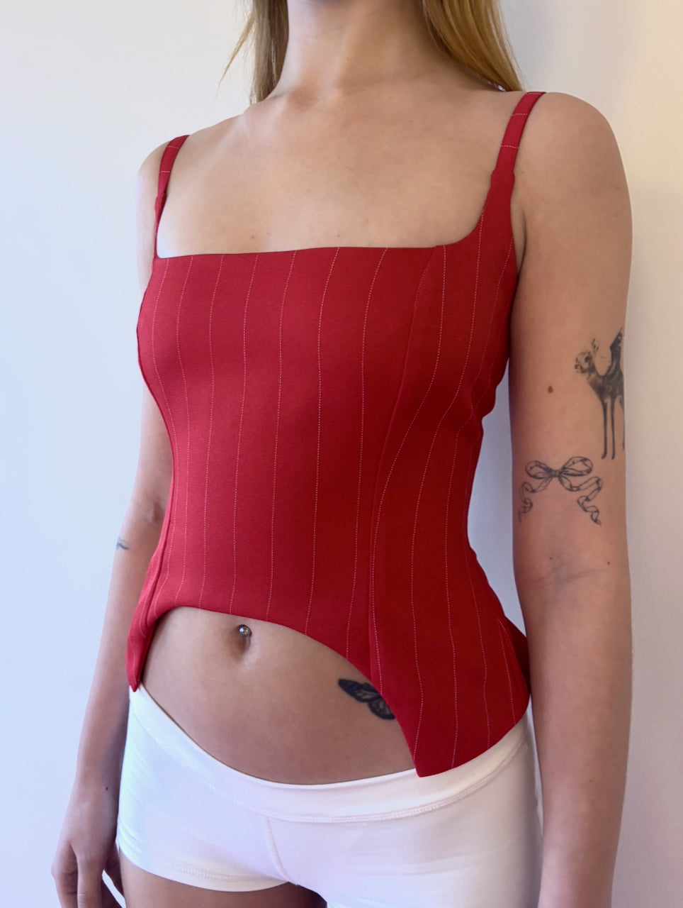 THE U TOP - RED PINSTRIPE